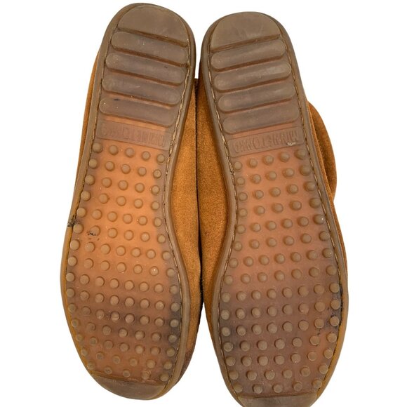 Minnetonka Sz 8 Womens Suede Fringe Moccasin Boots Tan Stud Zip Used - Picture 8 of 15
